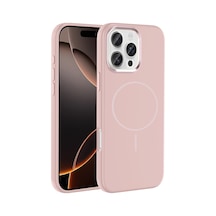 Zore İphone 16 Pro Kılıf M-safe Şarj Özellikli Metal Kamera Çerçeveli Ogaa Edi Silikon Kapak - Rose Gold