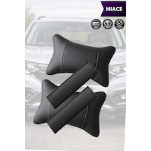 Hiace Uyumlu Siyah Set Lüks Deri Kemer Koruyucu Deri Yastık