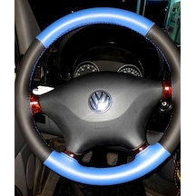 Dikişli Direksiyon Kılıfı Siyah Deri Mavi Deri Mavi Dikişli Volkswagen Crafter İçin Mavi