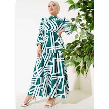 Lovie Moda Kadın Hakim Yaka Elbise Yeşil