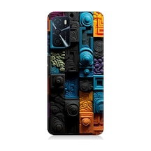Oppo A16 Uyumlu Silikon Kılıf Renkli Kareler Ve Spiraller