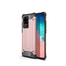 Noktaks - Samsung Galaxy Uyumlu S20 Ultra - Kılıf Çift Katman Zırh Tank Crash Military Kapak - Rose Gold