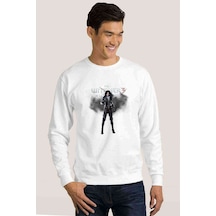 The Witcher Baskılı Beyaz Erkek Örme Sweatshirt (534632199)