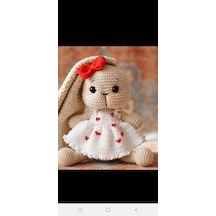 Amigurumi Uzun Kulaklı Tavşan Kırmızı - Beyaz