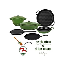 Lava Döküm 6x Trendy Serisi 9 Parça Tencere & Tava Seti Yeşil Kırmızı