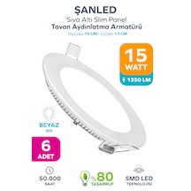 15w Tasarruflu Led Yuvarlak Beyaz Işık Sıva Altı Slim Panel Tavan Aydınlatma Armatürü-6 Adettir
