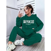 Yeşil Happıness Kadın Eşofman Takımı - Baskılı Oversize Yeşil