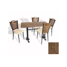 Çipa Döküm Ayak - Papelli Sandalye Mutfak Masa Takımı Werzalit, Wermodin Ve Allzalit Tabla - Rustic Dark - Krem - 80x140 Çok Renkli