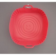 Airfryer Silikon Kare Pişirme Kabı - Hava Fritözü Kabı Kırmızı