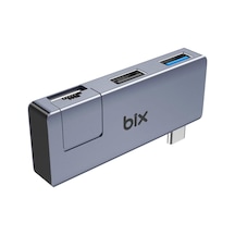 Bix Bx21hb 3in1 Type-c To Usb 3.2 Usb 2.0 Rj45 10/100 Dönüştürücü Adaptör, Apple Uyumlu MacBook Type C Ethernet Çevirici Usb