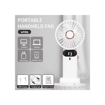 Taşınabilir Dijitalli Mini Fan Şarjlı, Sessiz Ve Güçlü Serinletici Fan Beyaz - 886311102