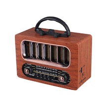 By Nevser Orta Boy Retro Ahşap Tasarım Bluetooth Hoparlörlü Radyo Fm/am Destekli, Şarjlı Ve Taşınabiliri Radyo Ns-6636