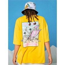 Today Was Good Day Süprem T-shirt - Sarı Baskılı Oversize Bisiklet Yaka Kısa Kol Tişört Sarı