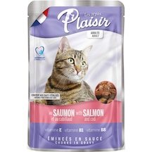 Plaisir Somonlu ve Morina Balıklı Pouch Yetişkin Kedi Maması 12 x 100 G