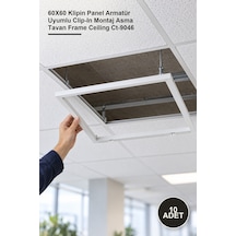 10 Adet Tavan Kasası 60x60 Klipin Panel Armatür Uyumlu Clip-ın Montaj Asma Tavan Frame Ceiling Ct-9046