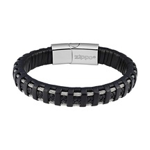 Zippo Leather Bracelet W Ssteel 20cm