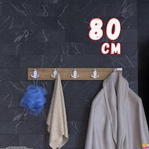 Modilayn Arı Serisi 76,4x9,6 Cm 5' Li Set 15 Kancalı Banyo Askısı Ekstra Düzen Ve Yer Tasarrufu Meşe