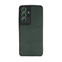 Samsung Galaxy S21 Ultra Kılıf Loop Deri Silikon - Yeşil Düz Renkli