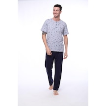 Pijadore 1402 Erkek Yuvarlak Yaka Düğmeli Kısa Kollu Pijama Takım 001