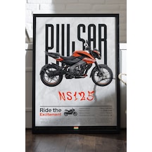 Bajaj Pulsar Ns 125 Siyah Ahşap Çerçeveli Poster, Dekoratif Motosiklet Duvar Tablosu