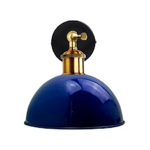 Riolight Vintage,retro1,rustik1 Mavi 1xe27 Eskitme1 Duylu Masallı Tekli Duvar Aplik Şapka Çap:23cm Koyu Mavi
