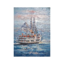 Mavi Sularda Yolcu Vapuru Ve Cami Silüeti