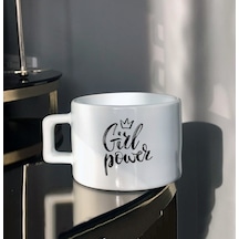 Beyaz Girl Power Tasarım Baskılı Çay-Kahve Fincanı