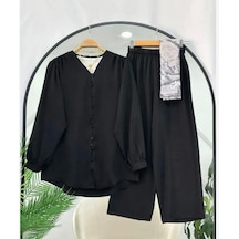 Lovie Moda Kadın Ayrobin Mini Düğmeli Takım Siyah