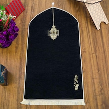 İsme Özel Mahya Desenli Lüks Astarlı Biyeli Şönil Seccade-siyah 66x125cm 565 Gr