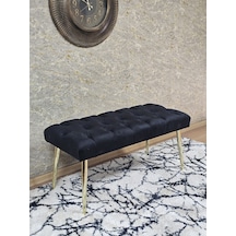 Zafir Gold Kaplama Sivriltme Ayaklı 90 Cm Puf Bench - Puf - Bench - Kasalı Oturak - Oturak - Yatak Ucu Puf Siyah