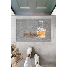 Rugmood Modern Dijital Baskı - Biz Kaçar Paspas - Kapı Önü Paspası Gri