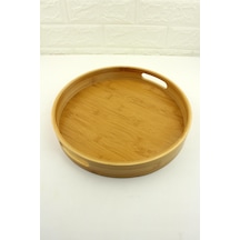 Bambu Tepsi Yuvarlak Servis Sunum Tepsi 30cm