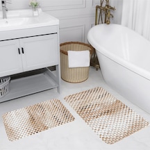 Rovigo Home Baskılı Kaymaz Taban 2 Li Banyo Paspas Takım Rvg5103-100X60-60X50 Çok Renkli