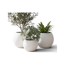 Tr Zevli Japandi Tarzı Modern Küre Saksı 3'lü Set - Su Sızdırmaz Dekoratif Salon Ve Balkon Saksısı Hediyelik Ç Diğer