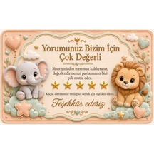 Papelia Sevimli Hayvanlar Temalı Thank You Kartı Müşteri Yorum Kartı 8x5 Cm - Bej - 141
