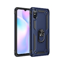 Newface - 286 - Xiaomi Redmi 9a Kılıf Sofya Yüzüklü Silikon Kapak - Csmo-tex - - Lacivert