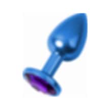 Zaga Oyun Metal Mor Taşlı Mavi Anal Plug Orta Boy