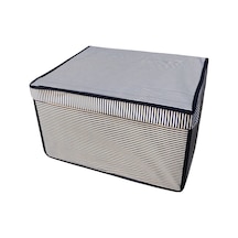 Mega Çok Amaçlı Saklama Kutusu Kutu Hurç Organizer Oyuncak Kutusu Hurç Çizgi Desen 40x60x30 Lacivert