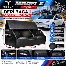 Tesla Model X Uyumlu Oto Bagaj Organizeri Deri Bagaj Kutu Çanta 1