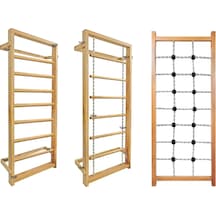 İsveç Tırmanma Duvarı - Jimnastik Egzersiz Merdiveni 3 'lü Set 80 x 190 CM Ahşap