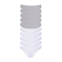 10 Adet Süper Eko Set Likralı Kadın Slip Külot Gri Beyaz Standart