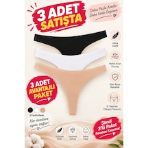 Papatya Kadın Karışık Lazer Kesim Külot-3 Adet- 2853 Beyaz - Siyah - Ten
