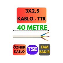 Öznur 3x2,5 Ttr Kablo Metre Seçenekli Beyaz - 40 Metre