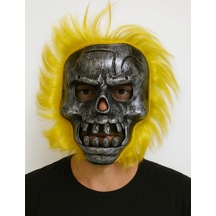 Wild Skull - Metal Kafatası Sarı Saçlı Flzdgnkr - 9 İskelet Maske