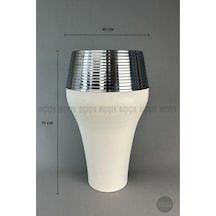 Biçiçek Cleopatra Saksı 70cm Krem Gümüş
