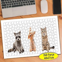 Sevimli Rakun Ve Arkadaşları 240 Parça Puzzle Yapboz Tablo-8449