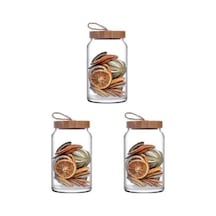 3 Adet Woody Bamboo Kapaklı Kavanoz 1130cc 43593 Turuncu