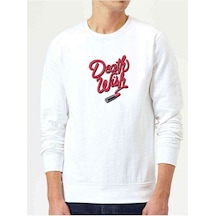 Riverdale Death Wish Baskılı Beyaz Erkek Örme Sweatshirt