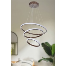 Sonya Modern Tasarım Yatak Odası - Salon - Mutfak Kahverengi Renk Beyaz Ledli 3 Lü Led Avize Kahverengi
