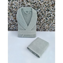 Kadın/erkek Unısex Şalyaka Bornoz Havlu 2 Parça Yeşil